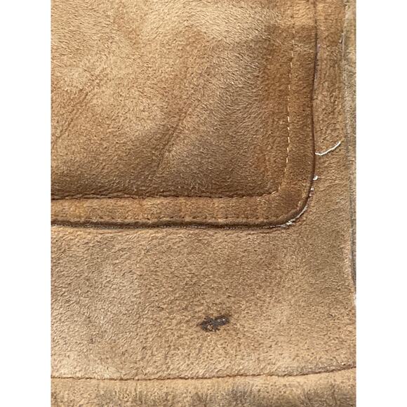 Overland Men’s Soft Suede Sherpa Blazer Shearling Sheepskin Coat Size L Beige - Picture 4 of 16